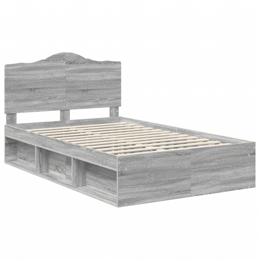 Estrutura da Cama de casal simple com cabeceira Cinza Sonoma 120 x 190 cm Estrutura da Cama de casal simple com cabeceira Cinza Sonoma 120 x 190 cm