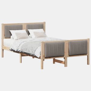 Estrutura de cama de casal com cabeceira - Marrom e taupe 120 x 190 cm
