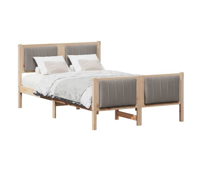 Estructura de cama matrimonial estilo con cabecera marrón y taupe 120 x 190 cm