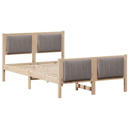 Estrutura de cama de casal com cabeceira - Marrom e taupe 120 x 190 cm Estrutura de cama de casal com cabeceira - Marrom e taupe 120 x 190 cm
