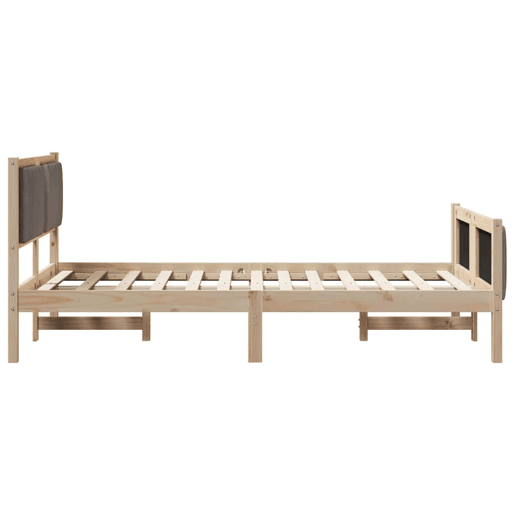 Estrutura de cama de casal com cabeceira - Marrom e taupe 120 x 190 cm Estrutura de cama de casal com cabeceira - Marrom e taupe 120 x 190 cm
