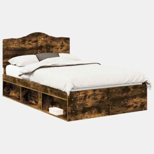 Estrutura de cama de casal com cabeceira - Carvalho Defumado 120 x 190 cm