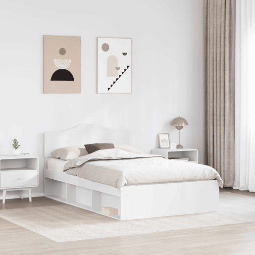 Estrutura da Cama de casal simple com cabeceira Branco 120 x 200 cm Estrutura da Cama de casal simple com cabeceira Branco 120 x 200 cm