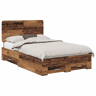 Estrutura de cama de casal com cabeceira - Madeira antiga 120 x 190 cm
