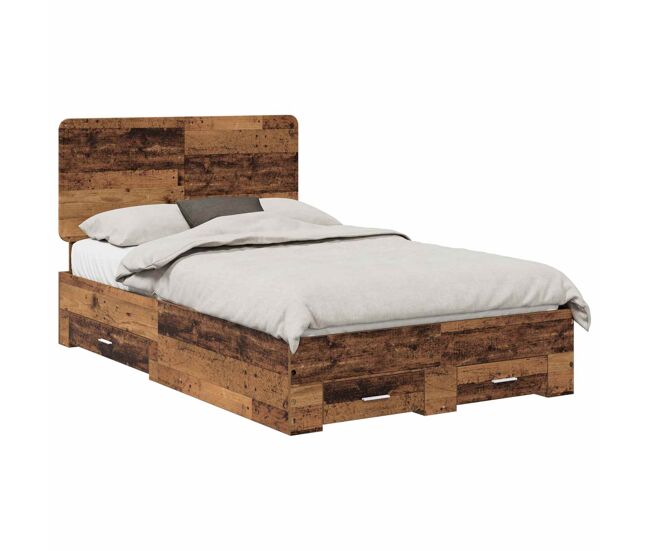 Estructura de cama matrimonial comodidad con cabecera - madera vieja 120 x 190 cm