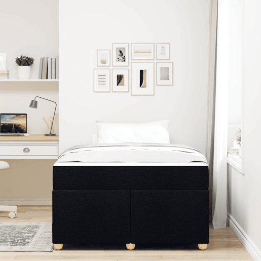 Estrutura da Cama de casal moderno com colchão Preto 120 x 190 cm tecido