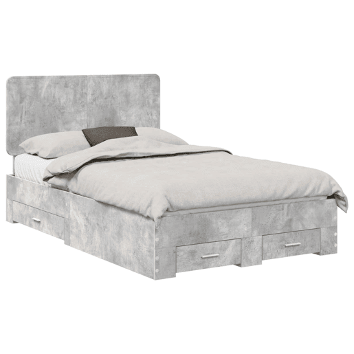 Estrutura De Cama De Casal Moderno - Cinzento 120 x 190 cm Madeira processada