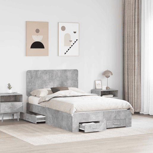 Estrutura De Cama De Casal Moderno - Cinzento 120 x 190 cm Madeira processada