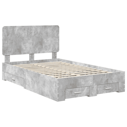 Estrutura De Cama De Casal Moderno - Cinzento 120 x 190 cm Madeira processada