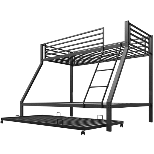 Beliche metálico 90x200140x200 cm - cama embutida com 3 lugares, escada inclinada, grade de proteção - Preto Beliche metálico 90x200140x200 cm - cama embutida com 3 lugares, escada inclinada, grade de proteção - Preto