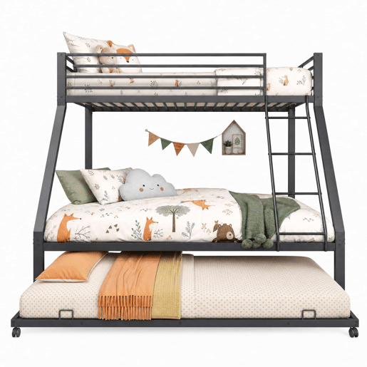 Beliche metálico 90x200140x200 cm - cama embutida com 3 lugares, escada inclinada, grade de proteção - Preto Beliche metálico 90x200140x200 cm - cama embutida com 3 lugares, escada inclinada, grade de proteção - Preto