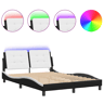 Estrutura de Cama de casal moderno com LED sem colchão Zadar 120x200cm pretobranco