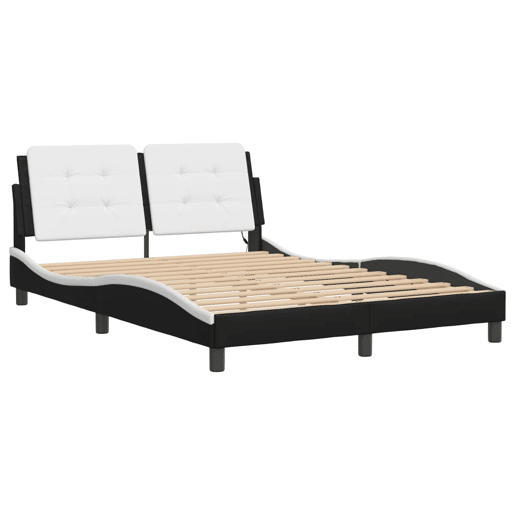 Estrutura de Cama de casal moderno com LED sem colchão Zadar 120x200cm pretobranco