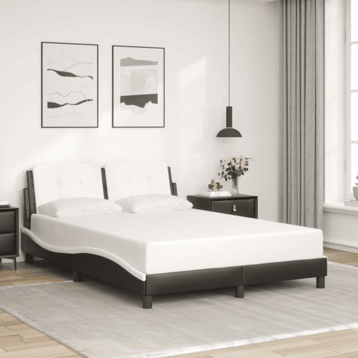 Estrutura de Cama de casal moderno com LED sem colchão Zadar 120x200cm pretobranco