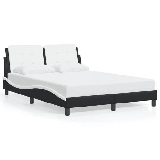 Estrutura de Cama de casal moderno com LED sem colchão Zadar 120x200cm pretobranco