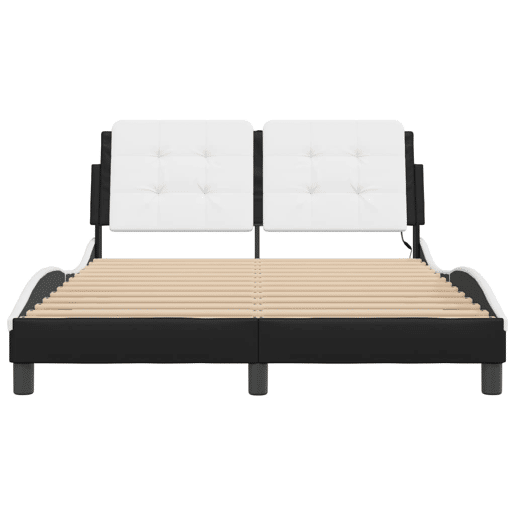 Estrutura de Cama de casal moderno com LED sem colchão Zadar 120x200cm pretobranco