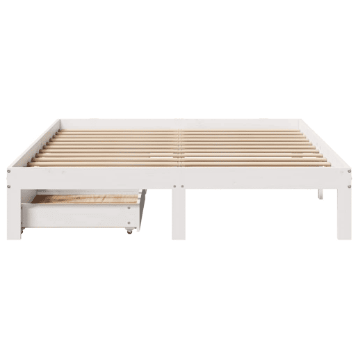 Estrutura de Cama de casal moderno com gavetas - 120x190 cm pinho maciço branco Estrutura de Cama de casal moderno com gavetas - 120x190 cm pinho maciço branco