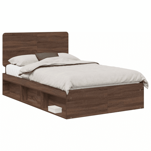 Estrutura da Cama de casal moderno com cabeceira Carvalho Marrom 120 x 200 cm