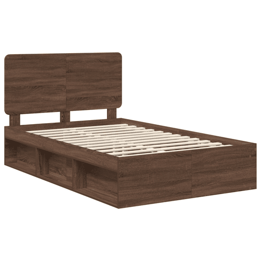 Estrutura da Cama de casal moderno com cabeceira Carvalho Marrom 120 x 200 cm