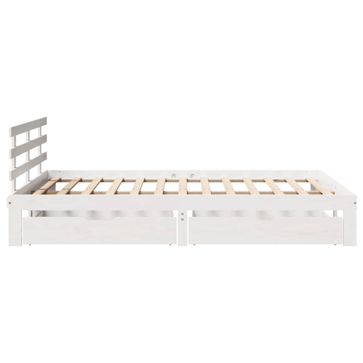 Estrutura De Cama De Casal Moderno c gavetas - 120x200 cm pinho maciço branco Estrutura De Cama De Casal Moderno c gavetas - 120x200 cm pinho maciço branco