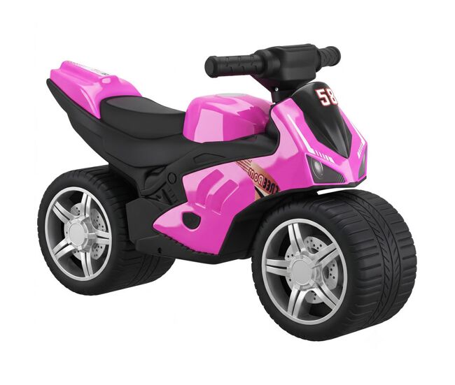 Aiyaplay bicicleta sin pedales, moto correpasillos con música y ruedas extra anchas, bicicleta de equilibrio para niños y niñas de 18 a 36 meses, rosa