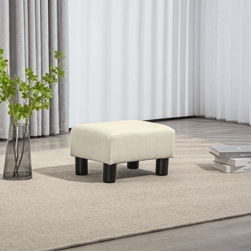 HOMCOM Pousa-pés Estofado em Linho, Banco Baixo Retangular com Estrutura em Madeira para Sala de Estar e Quarto, Bege HOMCOM Pousa-pés Estofado em Linho, Banco Baixo Retangular com Estrutura em Madeira para Sala de Estar e Quarto, Bege