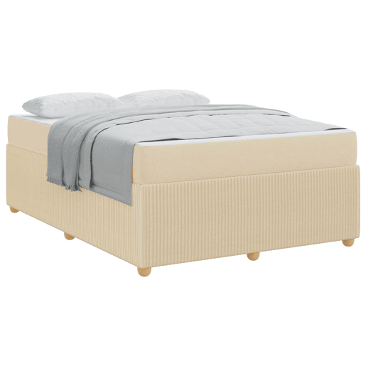 Estrutura da Cama de casal moderno com colchão - Creme 160 x 200 cm tecido Estrutura da Cama de casal moderno com colchão - Creme 160 x 200 cm tecido