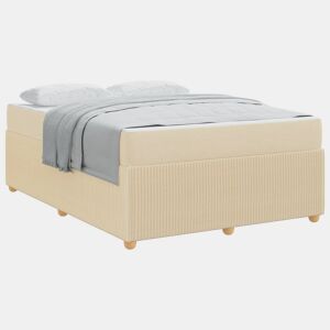 Estrutura da Cama de casal moderno com colchão - Creme 160 x 200 cm tecido