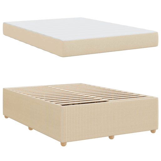 Estrutura da Cama de casal moderno com colchão - Creme 160 x 200 cm tecido Estrutura da Cama de casal moderno com colchão - Creme 160 x 200 cm tecido