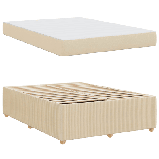 Estrutura da Cama de casal moderno com colchão - Creme 160 x 200 cm tecido Estrutura da Cama de casal moderno com colchão - Creme 160 x 200 cm tecido
