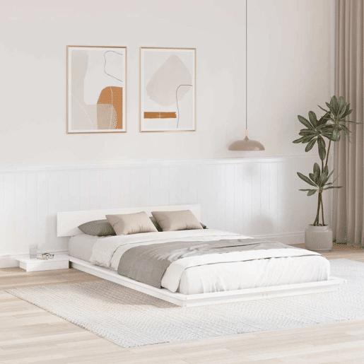 Estrutura da Cama de casal simple Branco 120 x 200 cm madeira Estrutura da Cama de casal simple Branco 120 x 200 cm madeira
