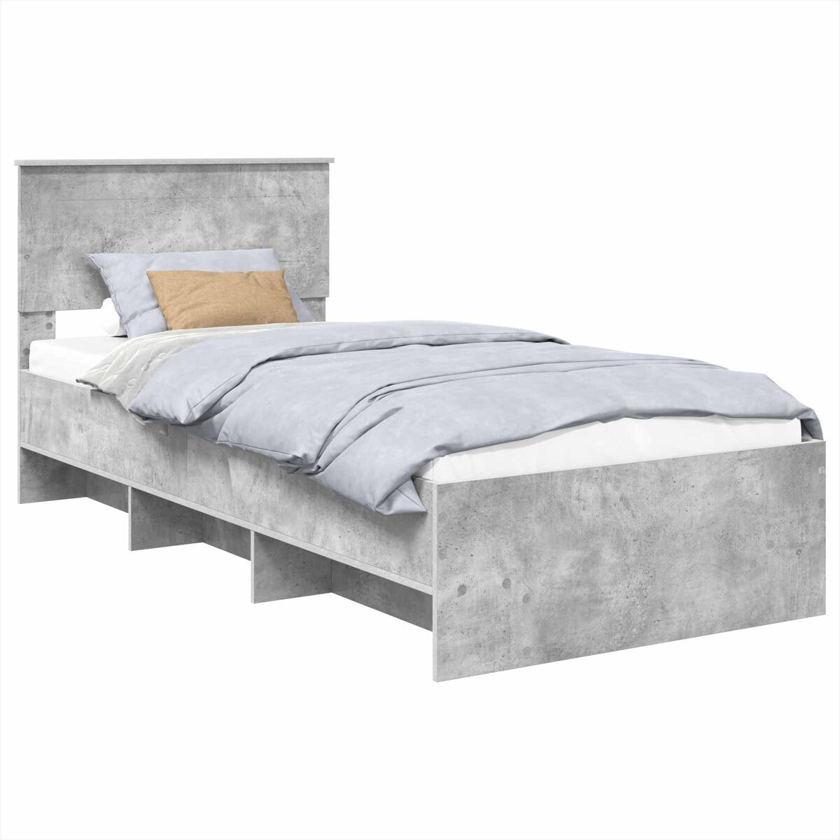 Estructura de cama matrimonial comodidad con cabecera - gris concreto 120 x 123 cm