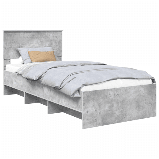 Estrutura De Cama De Casal Moderno - Cinzento 120 x 123 cm Madeira processada Estrutura De Cama De Casal Moderno - Cinzento 120 x 123 cm Madeira processada