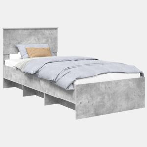 Estrutura De Cama De Casal Moderno - Cinzento 120 x 123 cm Madeira processada
