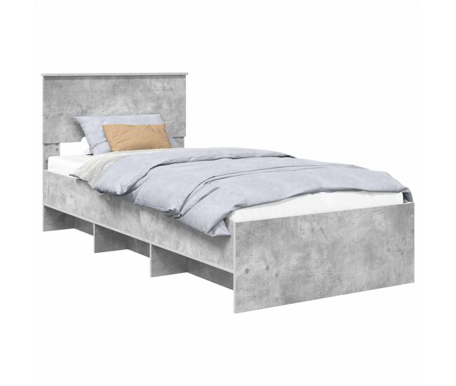 Estructura de cama matrimonial comodidad con cabecera - gris concreto 120 x 123 cm