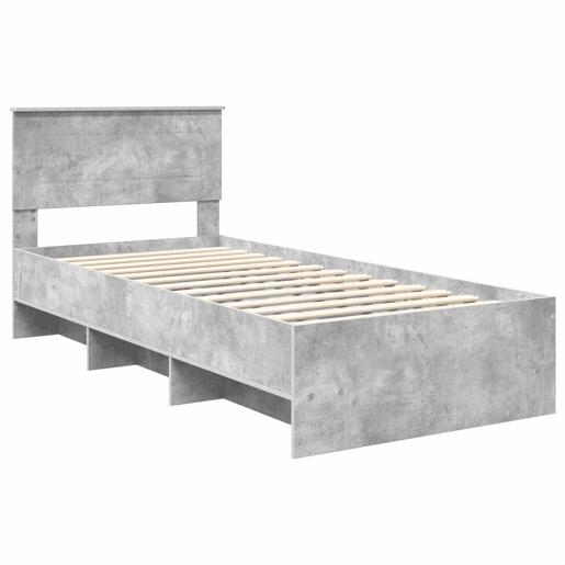 Estrutura De Cama De Casal Moderno - Cinzento 120 x 123 cm Madeira processada Estrutura De Cama De Casal Moderno - Cinzento 120 x 123 cm Madeira processada