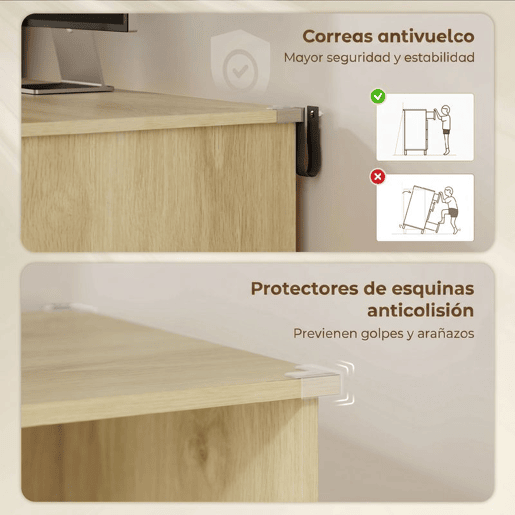 HOMCOM Secretária com 4 Prateleiras e Gaveta de Arquivo A4 com Fechadura, Mesa de Escritório com 2 Chaves para Espaços Pequenos, Carvalho HOMCOM Secretária com 4 Prateleiras e Gaveta de Arquivo A4 com Fechadura, Mesa de Escritório com 2 Chaves para Espaços Pequenos, Carvalho