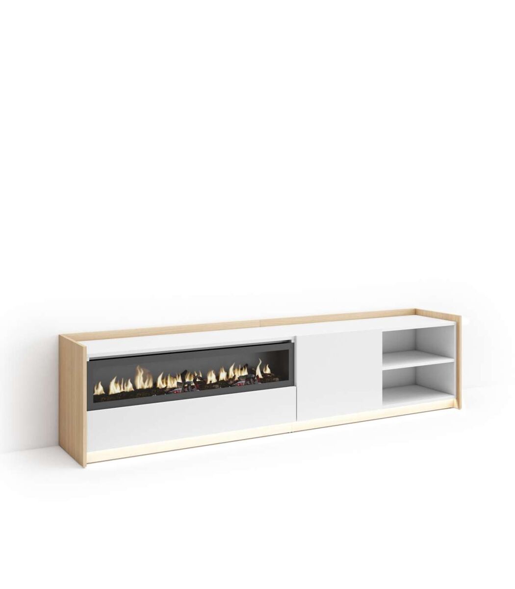 Mueble TV Moclinejo-02 con chimenea y luces LED 207