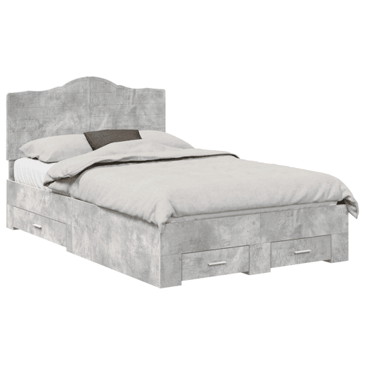 Estrutura De Cama De Casal Moderno - Cinzento 120 x 190 cm Madeira processada Estrutura De Cama De Casal Moderno - Cinzento 120 x 190 cm Madeira processada