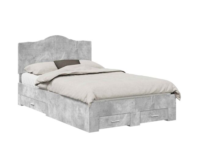 Estructura de cama matrimonial comodidad con cabecera - gris concreto 120 x 190 cm