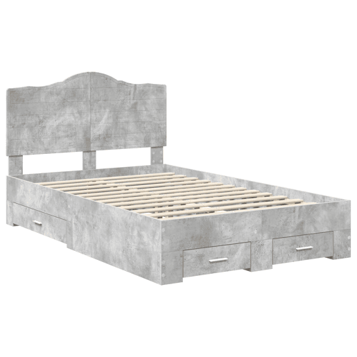 Estrutura De Cama De Casal Moderno - Cinzento 120 x 190 cm Madeira processada Estrutura De Cama De Casal Moderno - Cinzento 120 x 190 cm Madeira processada