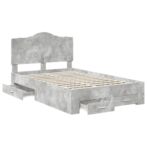 Estrutura De Cama De Casal Moderno - Cinzento 120 x 190 cm Madeira processada Estrutura De Cama De Casal Moderno - Cinzento 120 x 190 cm Madeira processada