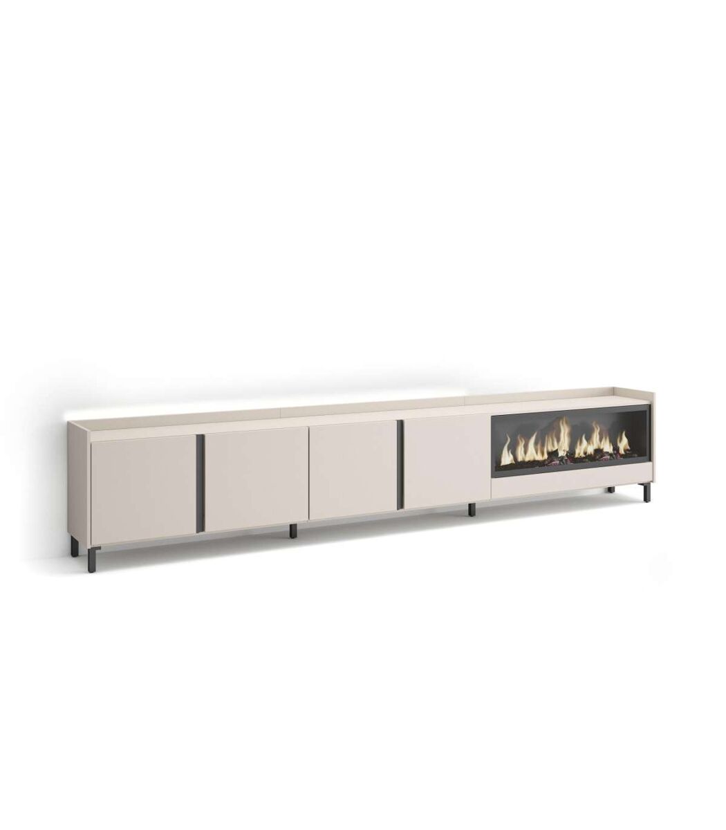 Mueble TV Almogía-02 con chimenea y luces LED integradas 315