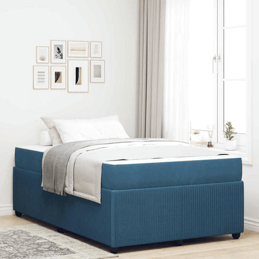 Estrutura da Cama de casal moderno com colchão - Azul 120 x 200 cm tecido Estrutura da Cama de casal moderno com colchão - Azul 120 x 200 cm tecido