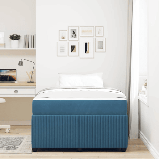 Estrutura da Cama de casal moderno com colchão - Azul 120 x 200 cm tecido Estrutura da Cama de casal moderno com colchão - Azul 120 x 200 cm tecido