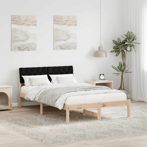 Estrutura da Cama de casal simple com cabeceira Castanho e preto 120 x 190 cm