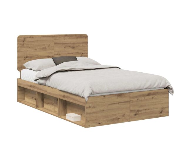 Estructura de cama matrimonial estilo con cabecera roble artesanal 120 x 200 cm