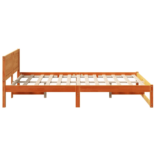Estrutura de cama de casal simple com cabeceira - Marrom Cera 120 x 200 cm