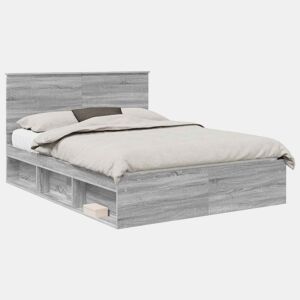 Estrutura da Cama de casal simple com cabeceira Cinza Sonoma 150 x 200 cm