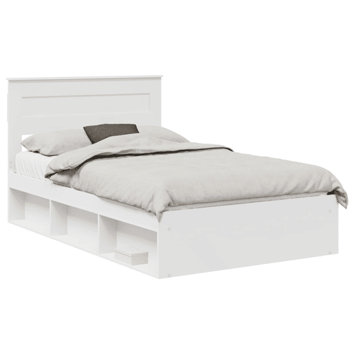 Estrutura da Cama de casal simple com cabeceira Branco 120 x 190 cm Estrutura da Cama de casal simple com cabeceira Branco 120 x 190 cm